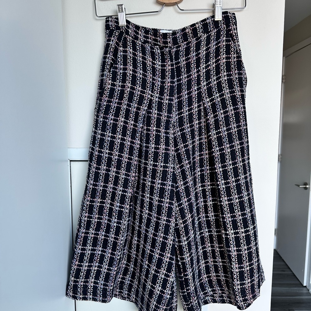 Iris & Ink ($395) High Waist Tweed Culottes Wool Pleated Cropped Pants Sz 4 - Picture 2 of 11